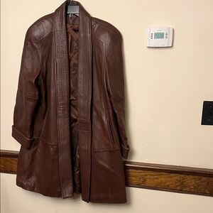 Women's Brown Leather Jacket Coat
